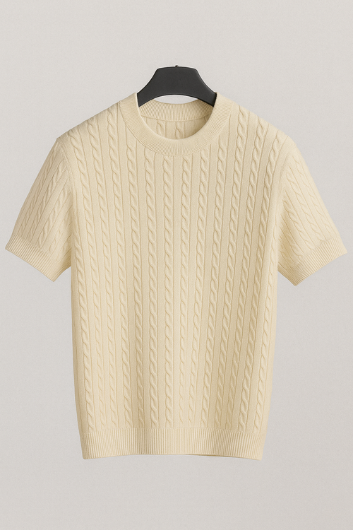 Creamy Knitted T-Shirt